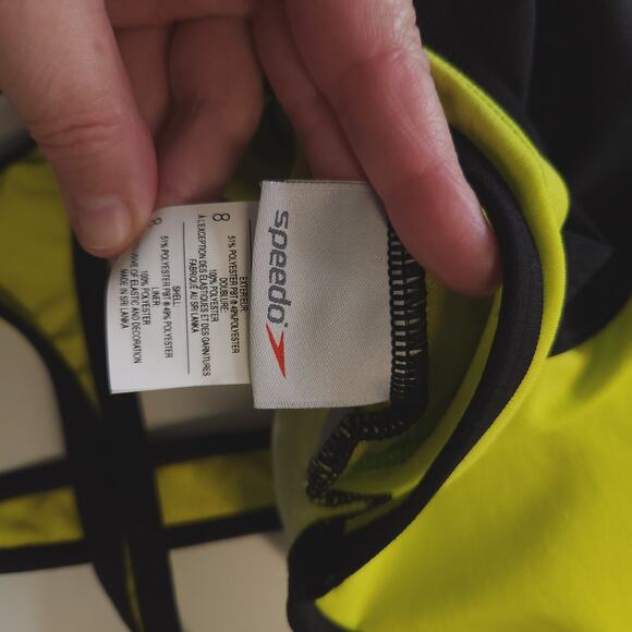 Womens Speedo One Piece Swimsuit Size 8 Colorblock Yellow Black Bathing Suit - Picture 5 of 7